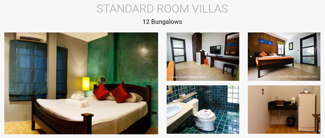 De standard room villa's van Cocoville Phuket, met slaapkamer, badkamer en zitgedeelte